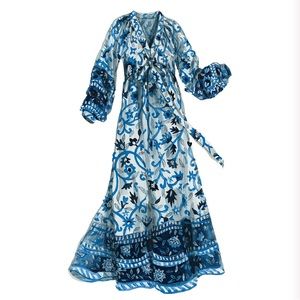 NWOT J.Peterman English Garden Caftan Maxi Dress